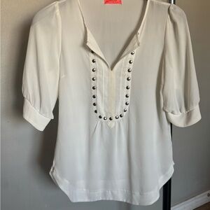 Spoiled White Blouse with Silver Studs
